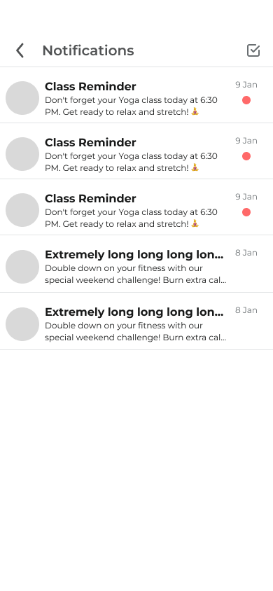 Class reminder notifications