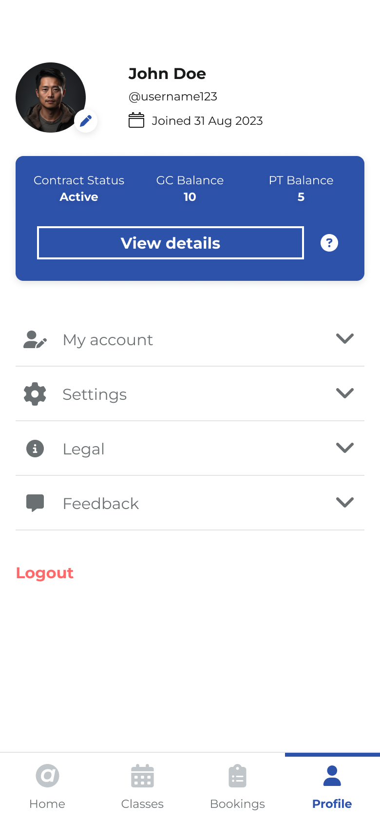 Profile tab