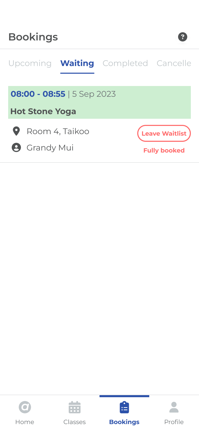 Waitlist with Leave waitlist